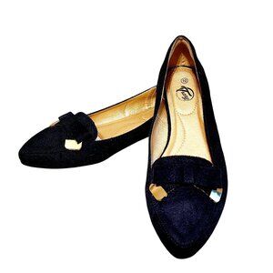 Women's Minimalist Sapphire Blue Suede‎ Slip-on Padded Ballet Loafer Sz. 10